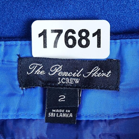 J Crew Skirt Womens 2 Blue Wool Blend Knee Length Pencil Classic Career Casual - Picture 8 of 10